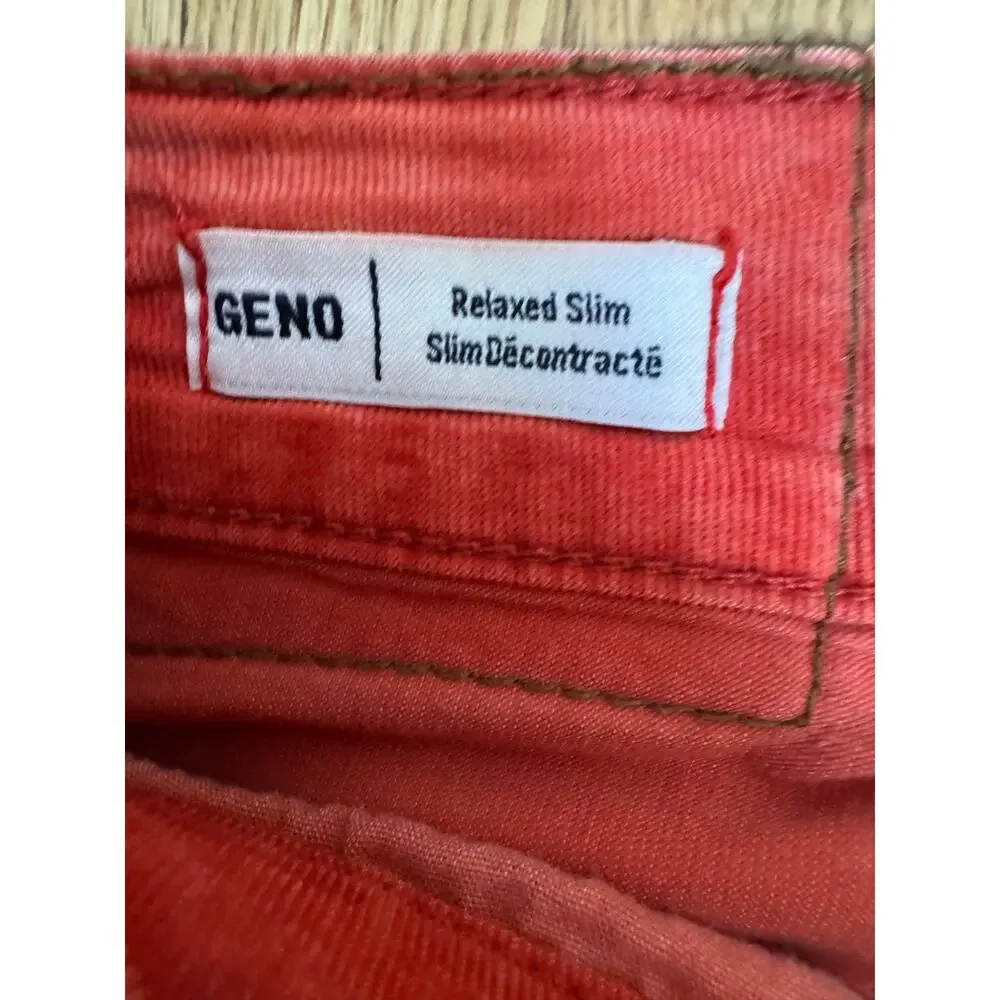 True Religion Geno Relaxed Slim Acid Mineral Wash Corduroy Pants Red Orange 32